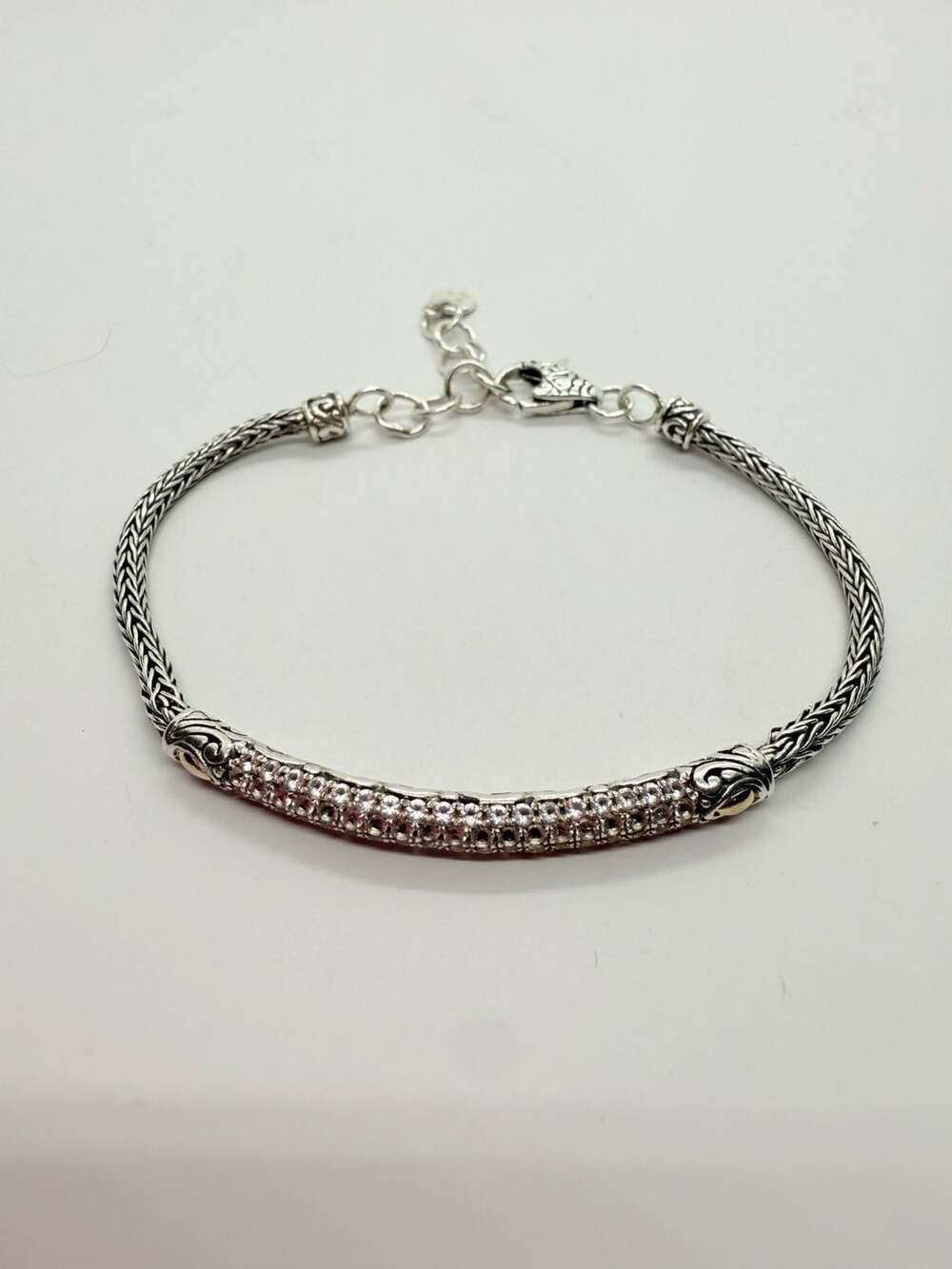 18k Gold Accented Sterling Silver Pendant Bracelet from Bali - Imperial Beauty